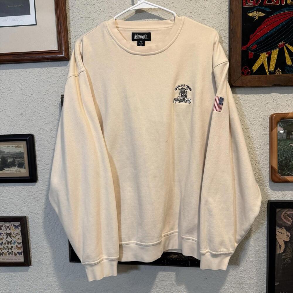 Vintage 104th U. S. Open Ashworth Shinnecock Cream Pullover Mens‎ Medium Golf
